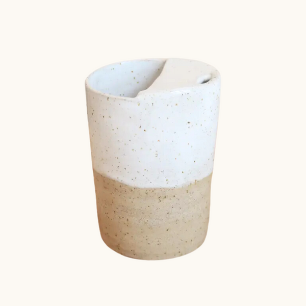 Handmade Ceramic Espresso Travel Keep Cup - Speckled Raw Clay - 300ml