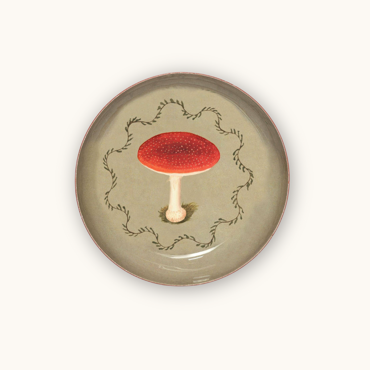 Enamel Printed Trinket Dish - Mushroom