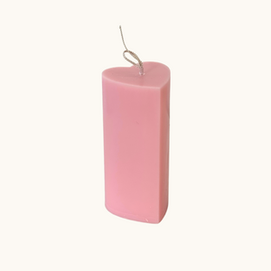 Hand poured Heart Pillar Candle Baby Pink  ~ Pomegranate Noir