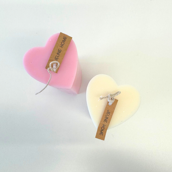 Hand poured Heart Pillar Candle Baby Pink  ~ Pomegranate Noir
