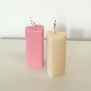 Hand poured Heart Pillar Candle Baby Pink  ~ Pomegranate Noir