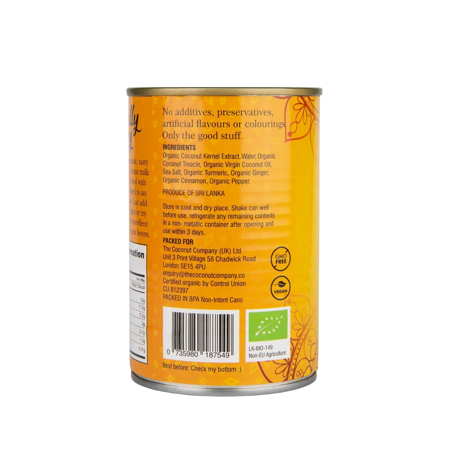 Organic Yellow Coconut Curry Sauce - 400ml BPA-Free Can