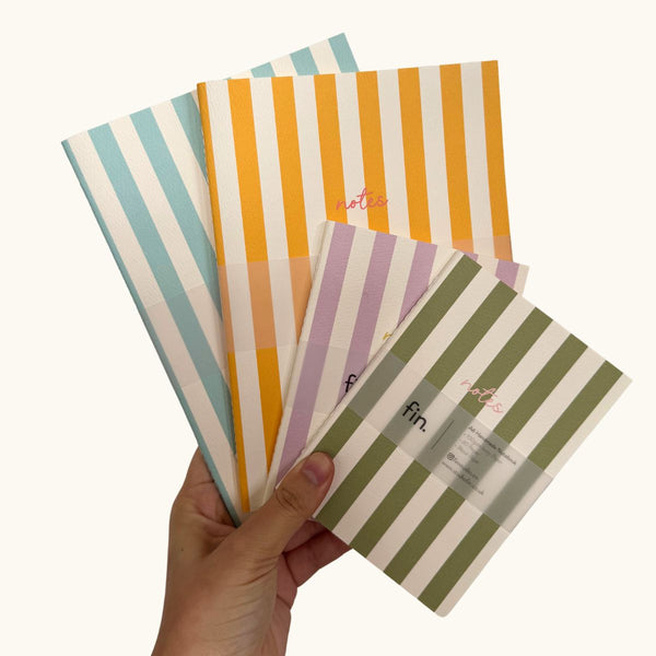 Striped Notebook with Contrast Colour ~ Purple A6