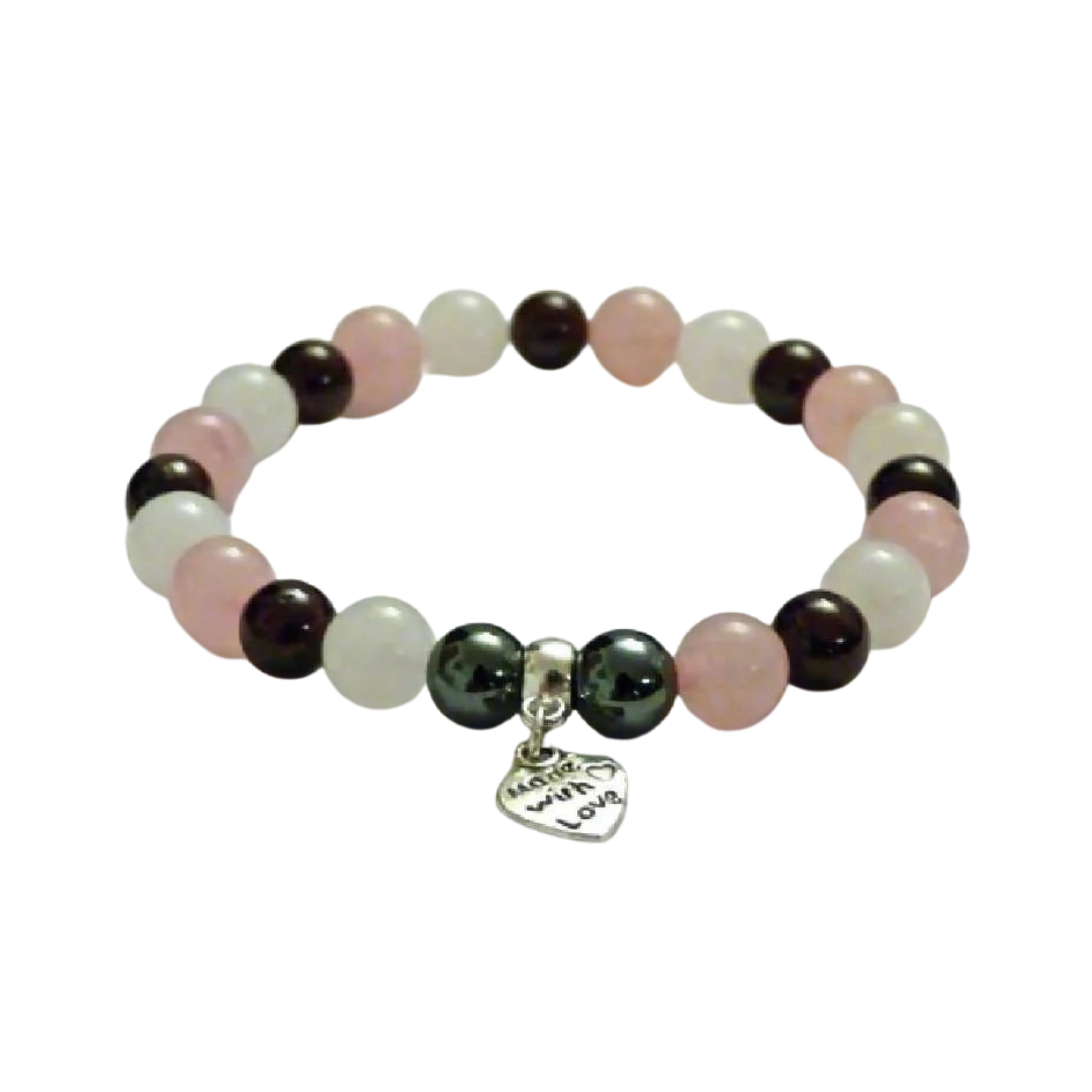 Rose Quartz, White Agate & Garnet  ~ Menopause Relief Aid Crystal Healing Bracelet