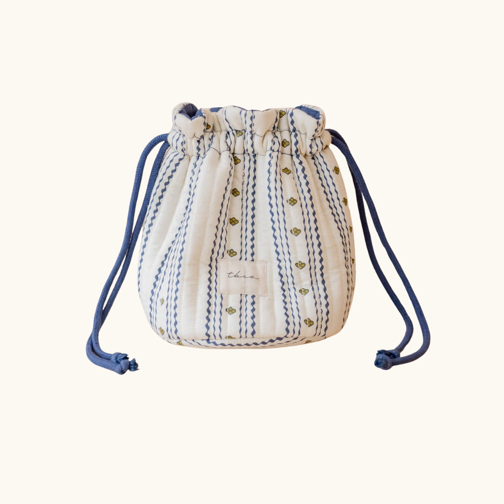 Cotton Wash Bag in Navy Ditsy Floral