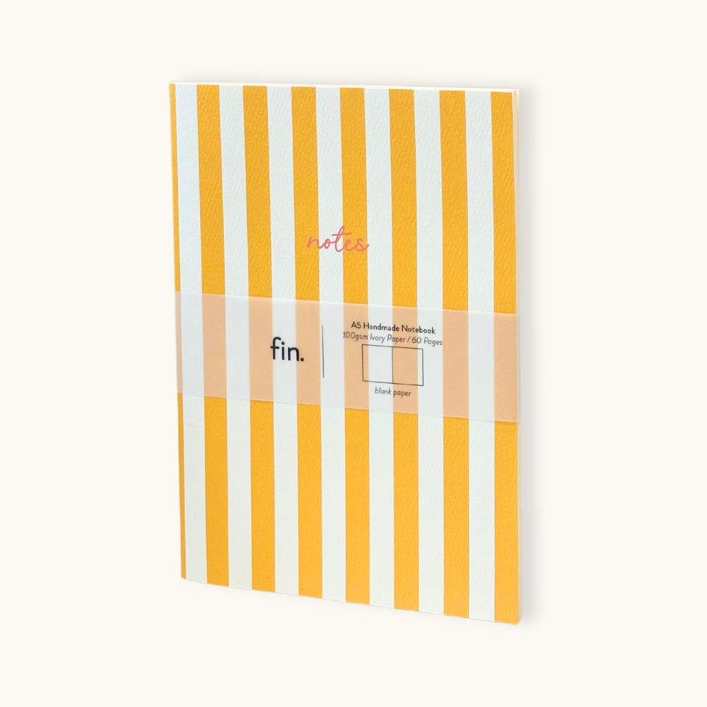 Striped Notebook with Contrast Colour ~ Yellow A5