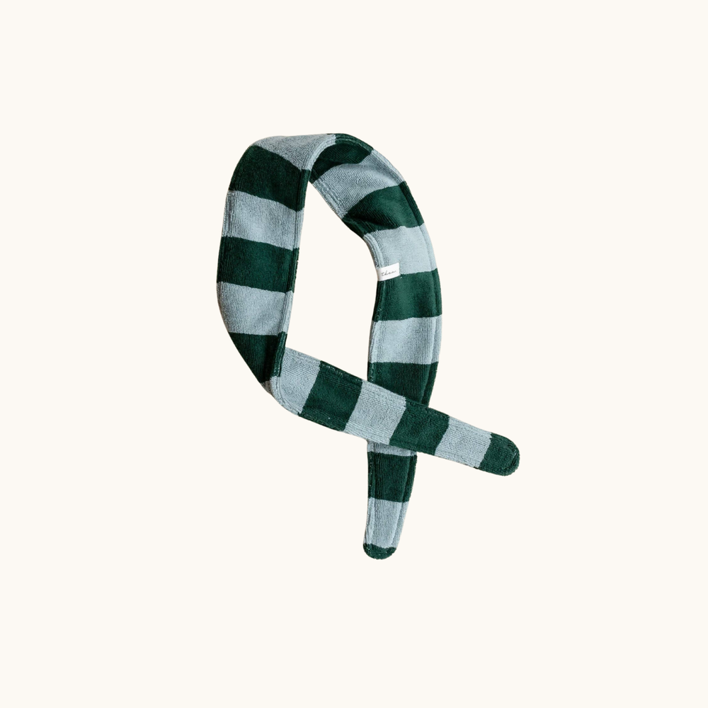 Terry Cotton Hair Tie in Green Stripe