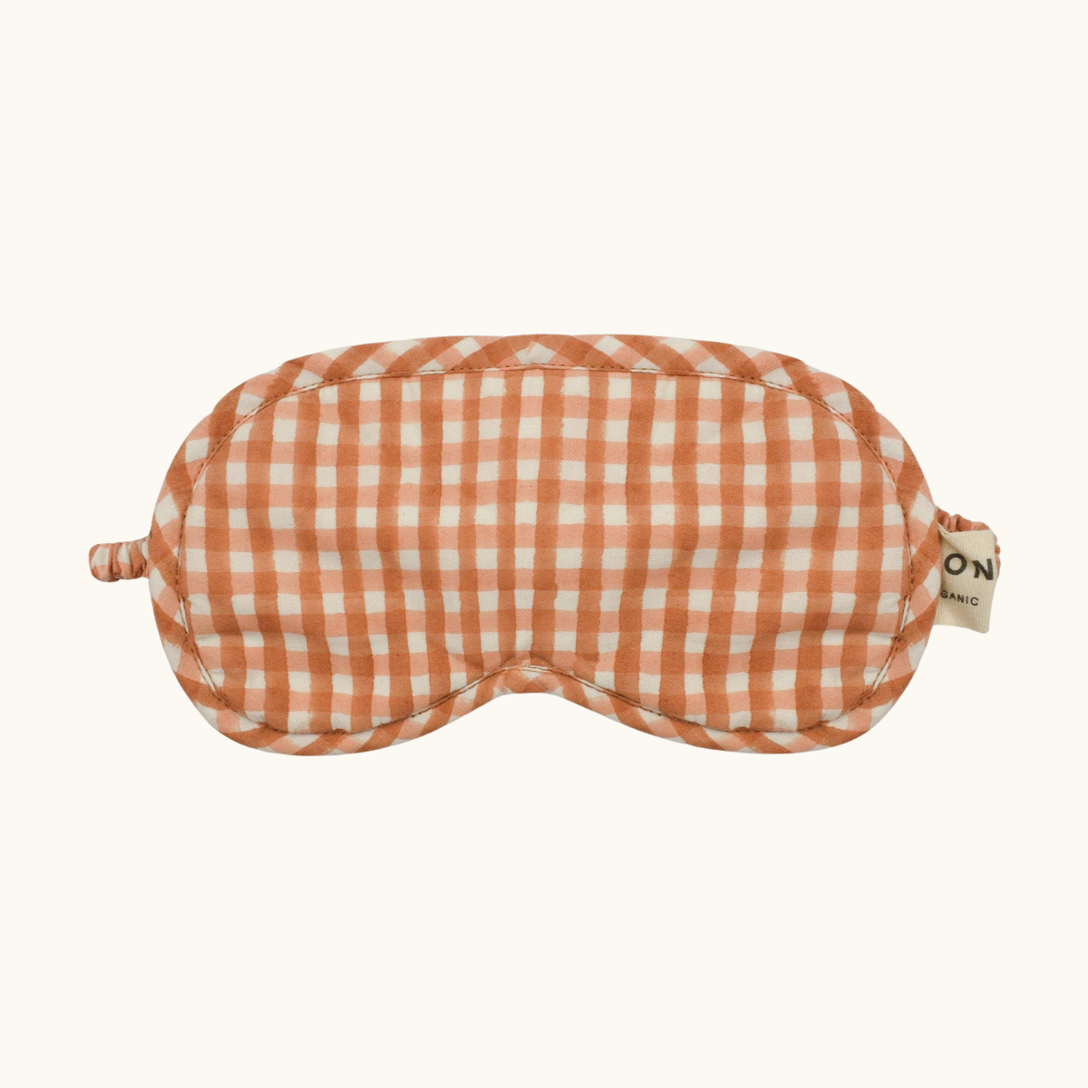 Organic Gingham Cotton Eye Mask - Fudge