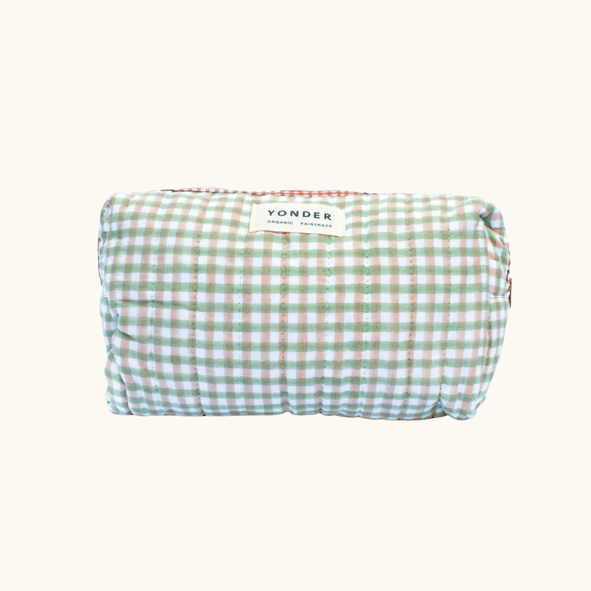 Organic Cotton Wash Bag - Sage Gingham