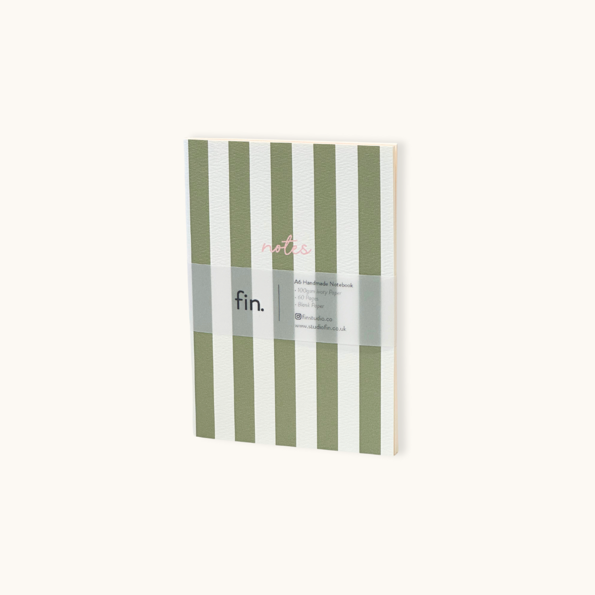 Striped Notebook with Contrast Colour ~ Olive Green A6