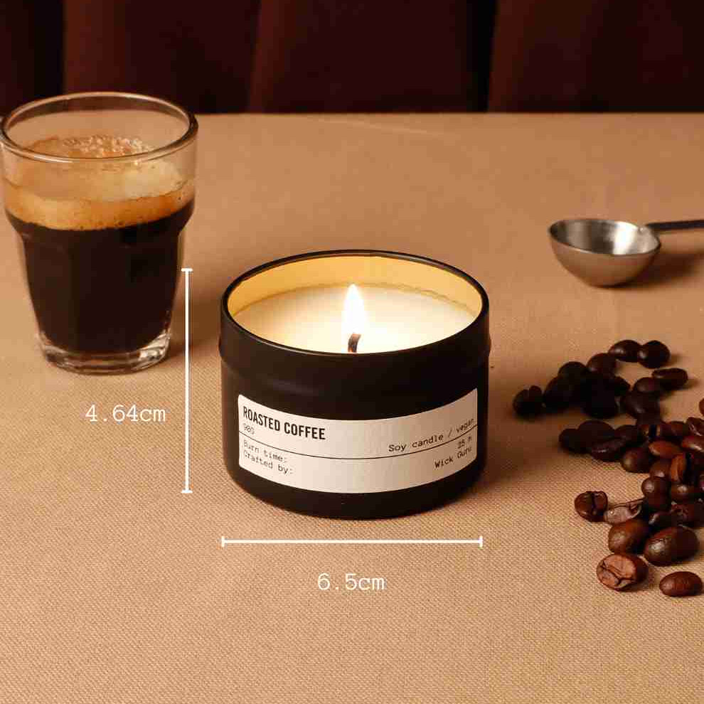 Roasted Coffee Candle in a Tin Coffee Beans + Cocoa + Cream: Tin candle (90g)