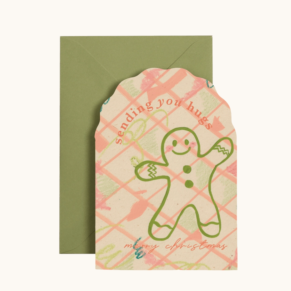 Gingerbread Sending You Hugs ~ Christmas Card