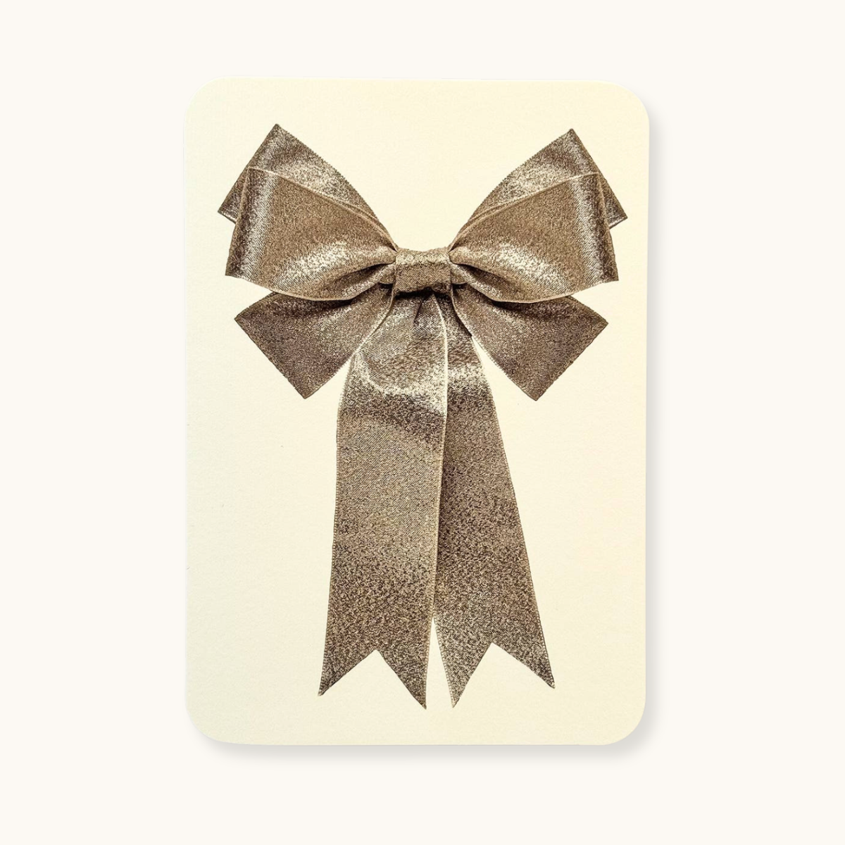 Silver Ribbon Bow - Greeting Card - Blank