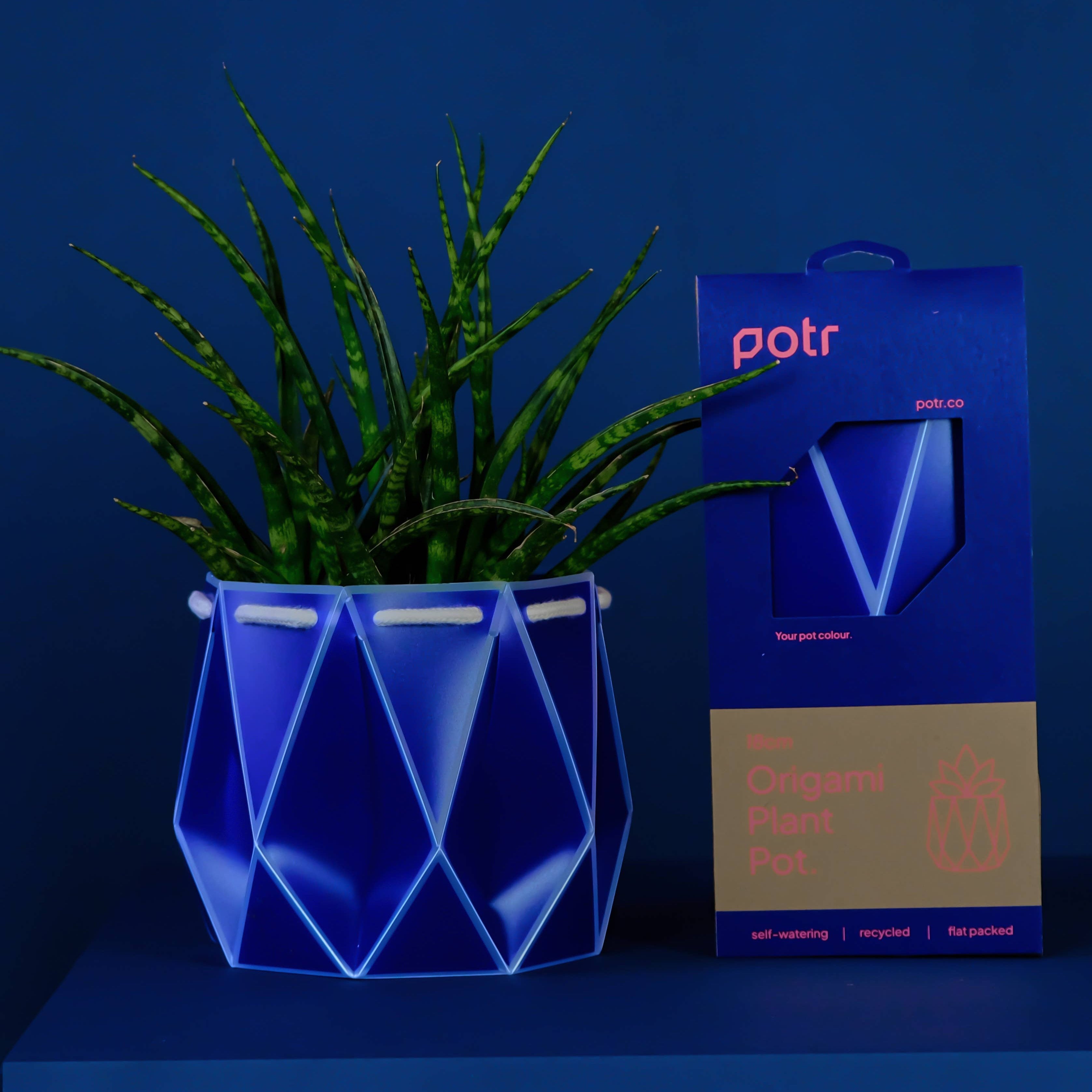 Self-watering Plant Pot ~ 18cm Navy Blue