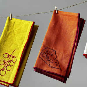 Linen Blend Napkins - Fire Orange (Set of 2)