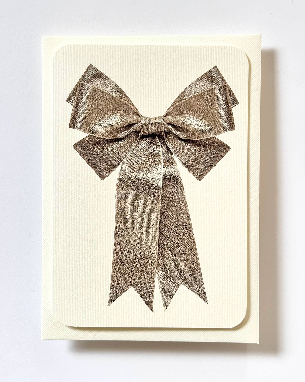 Silver Ribbon Bow - Greeting Card - Blank