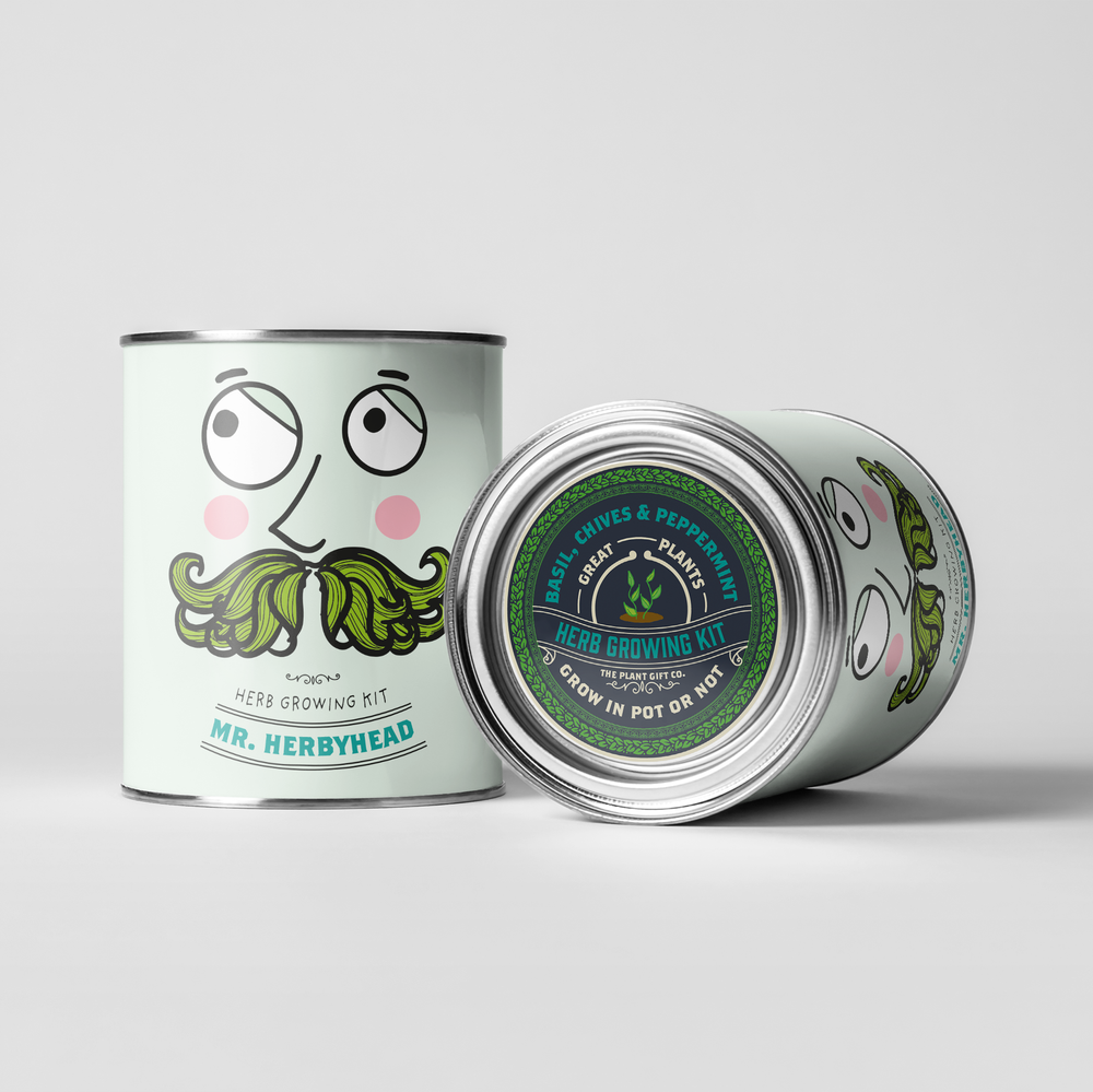 Mr. Herbyhead ~ Eco Grow Your Own Plant Kit, Gardening Gift.