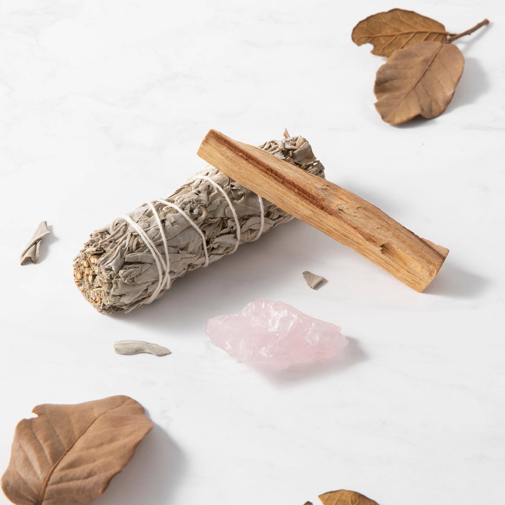 Rose Quartz Smudge Ritual Set – Cleanse, Protect & Invite Positive Energy