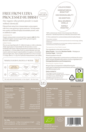 Organic Whey Protein - Madagascan Vanilla