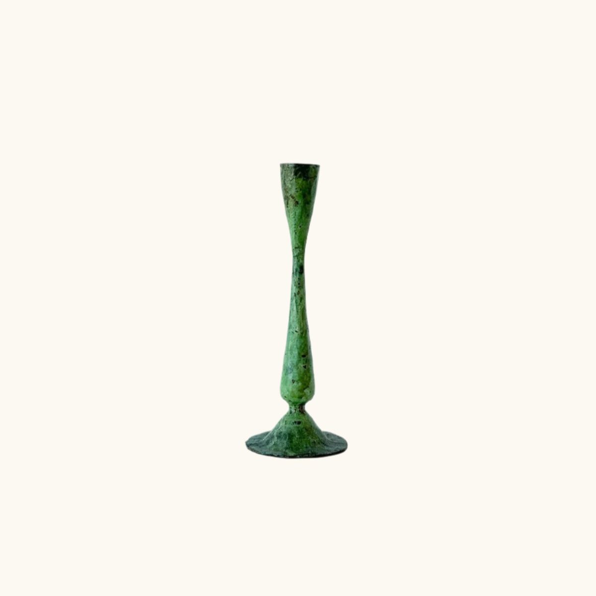 Small Handcrafted Candle Holder, Verdigris