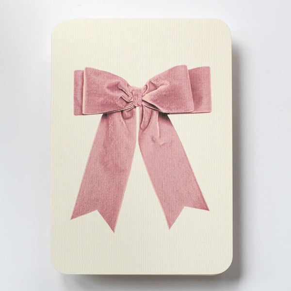 Baby Pink Velvet Bow Greeting Card ~ Blank