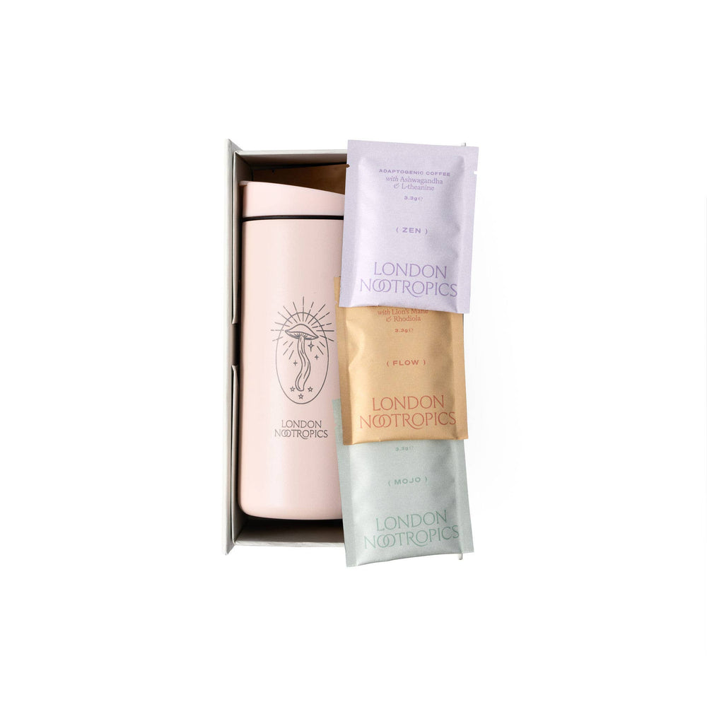 London Nootropics Gift Box with Travel Coffee Cup: Pink