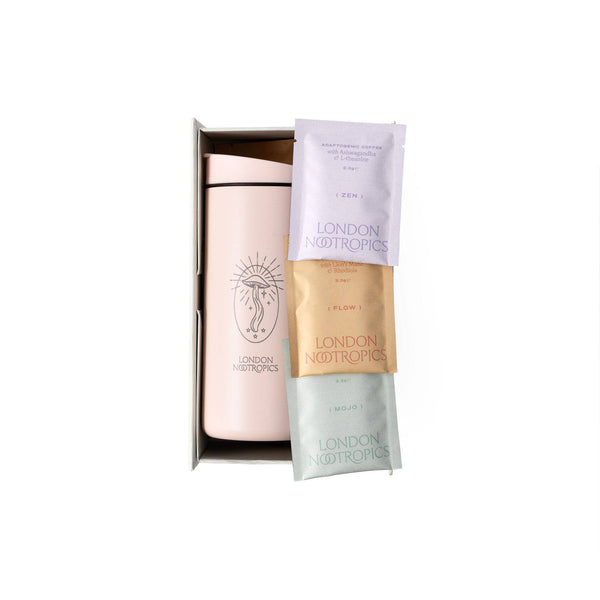 London Nootropics Gift Box with Travel Coffee Cup: Pink