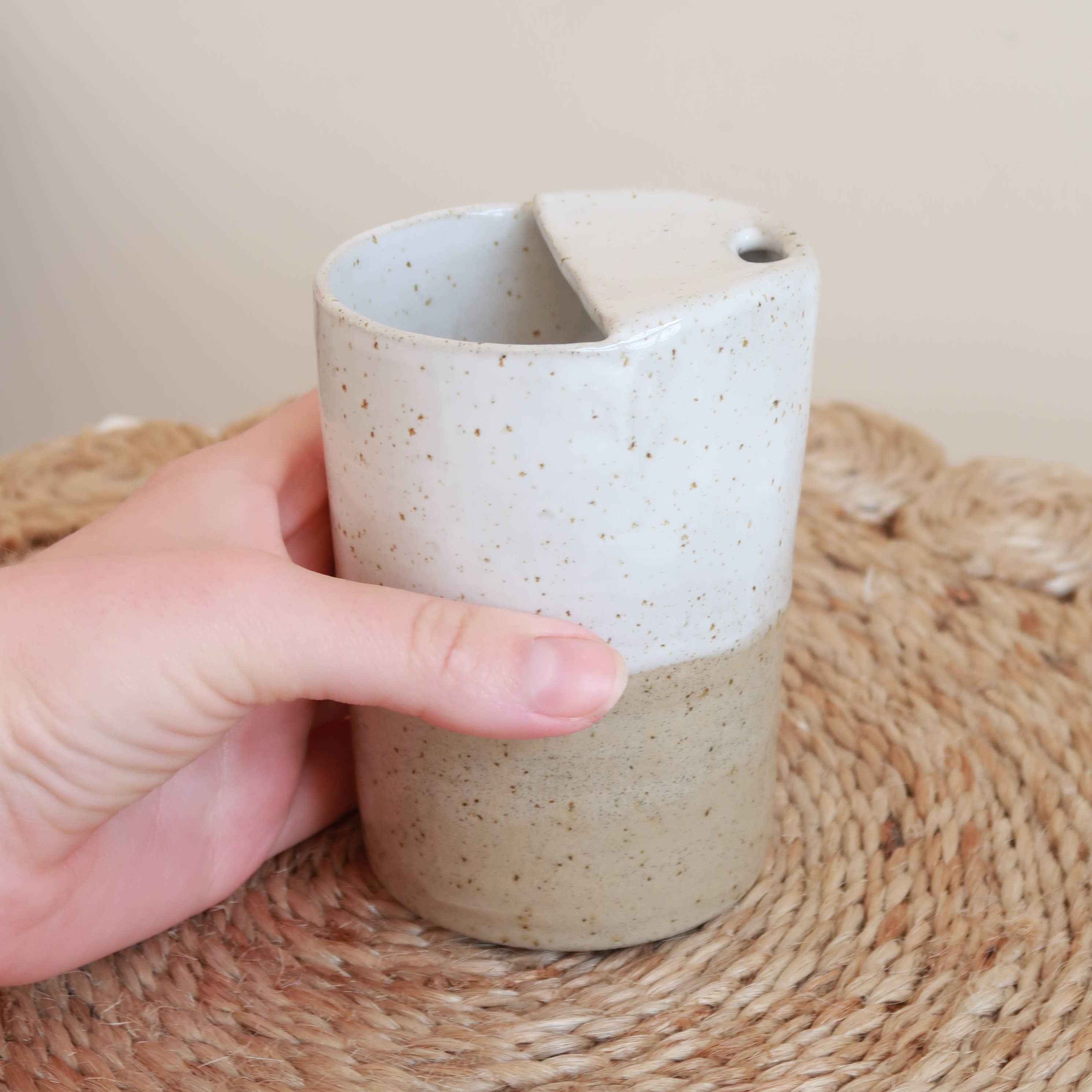 Handmade Ceramic Espresso Travel Keep Cup - Speckled Raw Clay