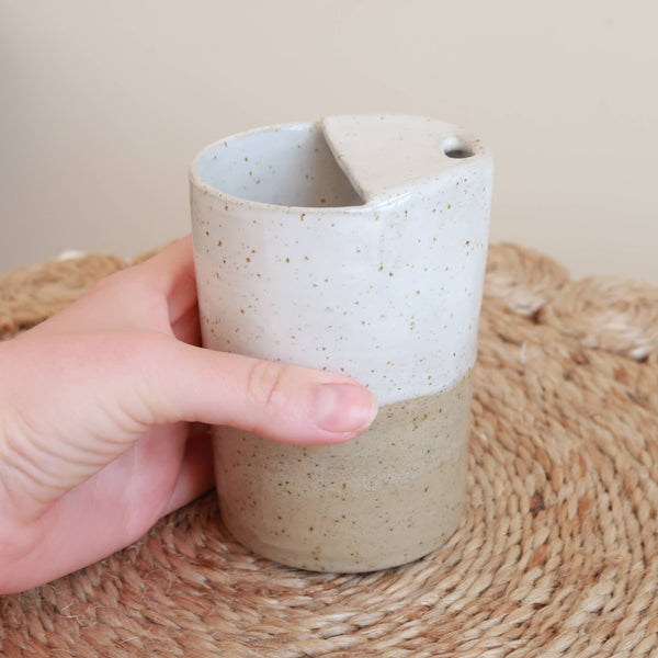 Handmade Ceramic Espresso Travel Keep Cup - Speckled Raw Clay - 300ml