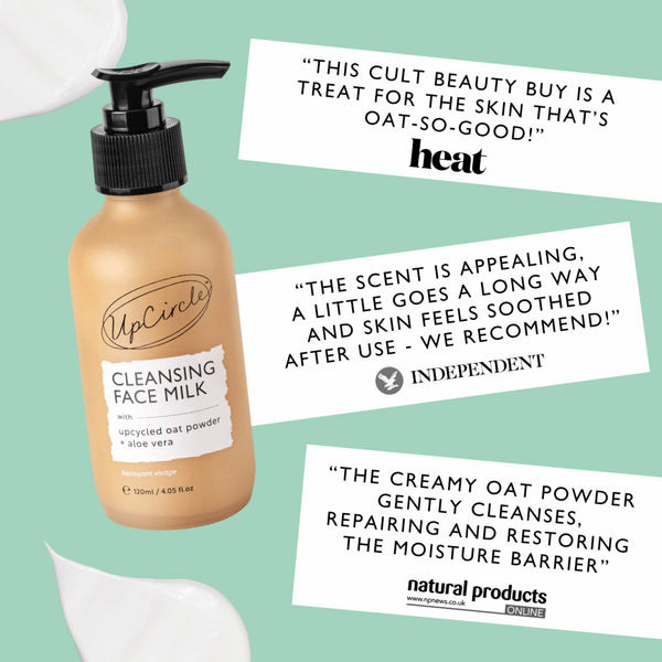 UpCircle Beauty UK - Eco Cleansing Face Milk with Aloe Vera + upcycled Oat Powder