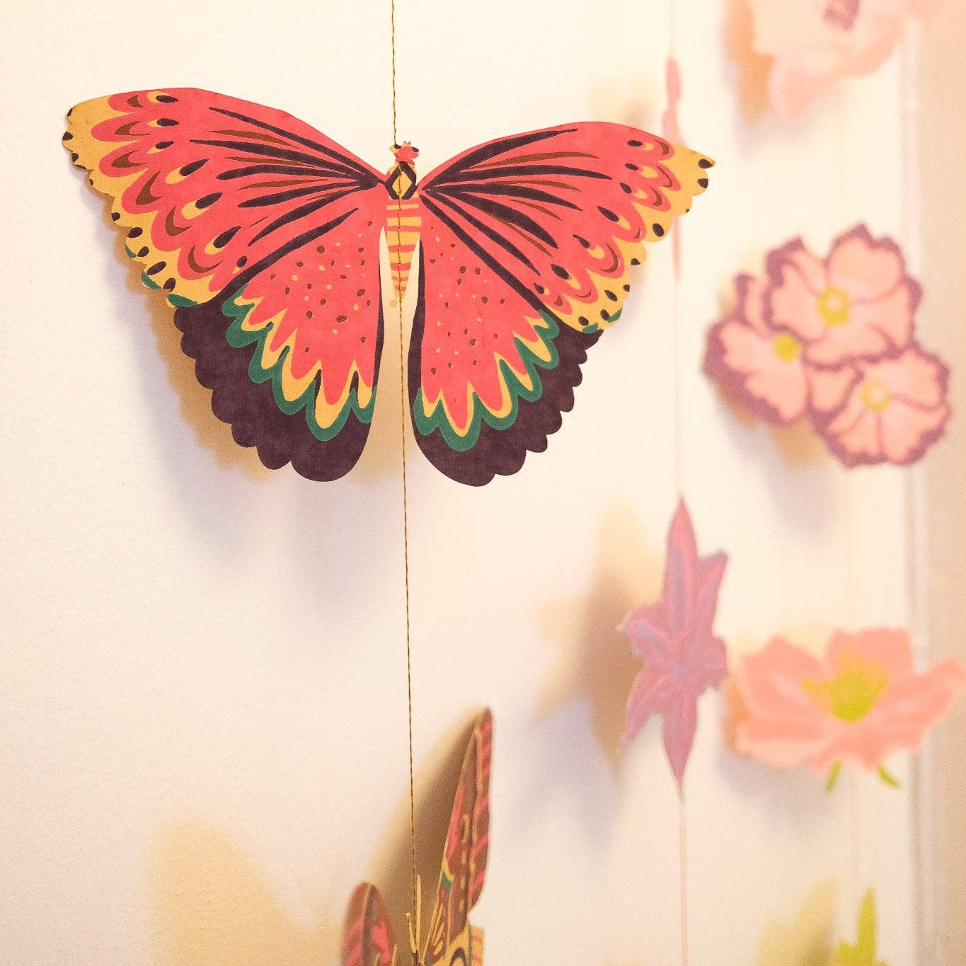 Butterfly Vertical Wall Hanging Garland ~ Recycled Cotton Paper