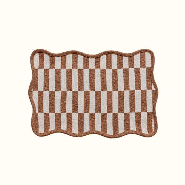 Cotton Placemats Set of 2 ~ Camel Checkerboard