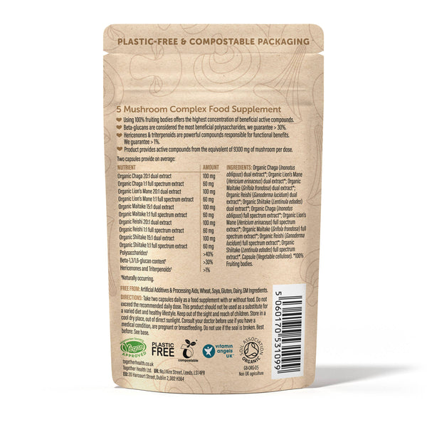 Together Health - Mushroom 5 Blend – 9300mg – High Strength – 60 Capsules