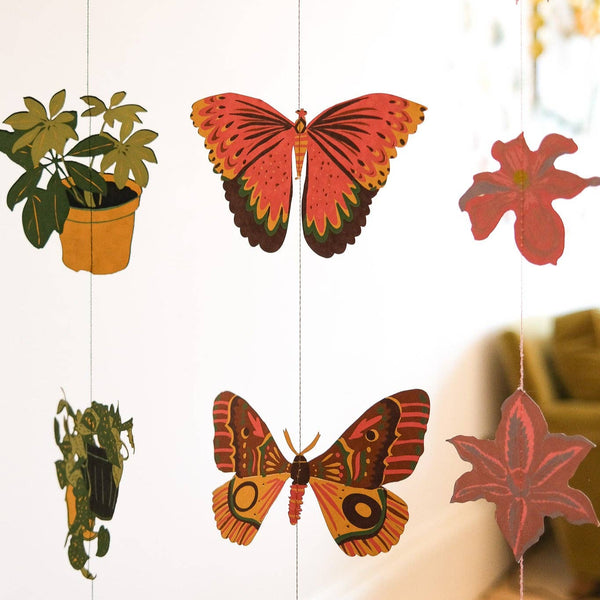 Butterfly Vertical Wall Hanging Garland ~ Recycled Cotton Paper