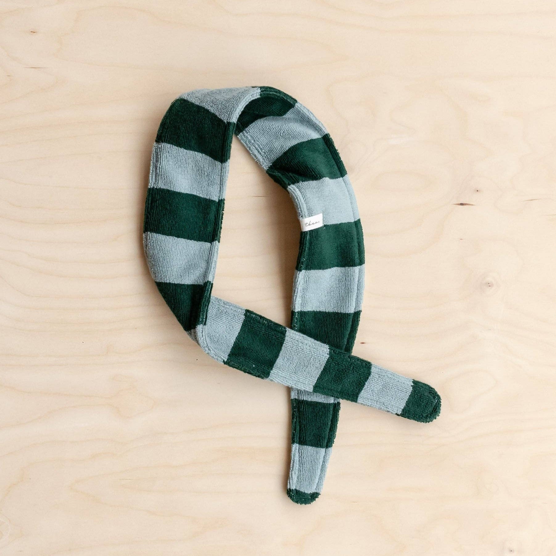 Terry Cotton Hair Tie in Green Stripe