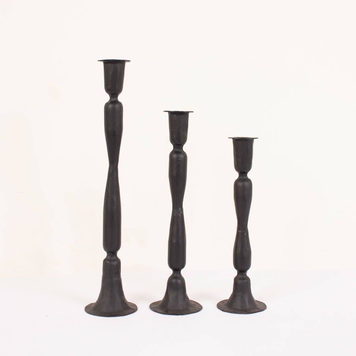 Medium Handmade Candle Holder, Black