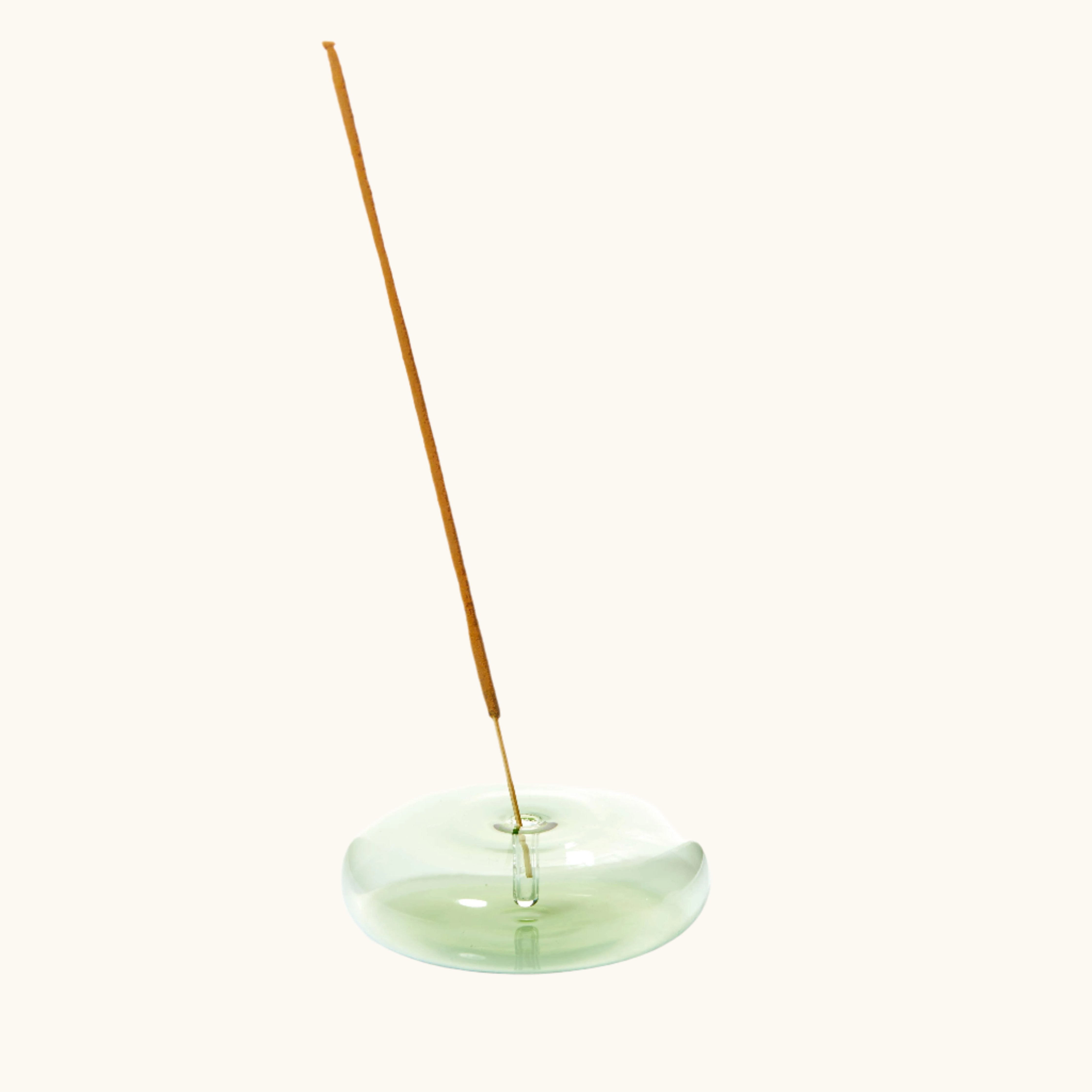 Dimple - Hand Blown Glass Incense Holder Green