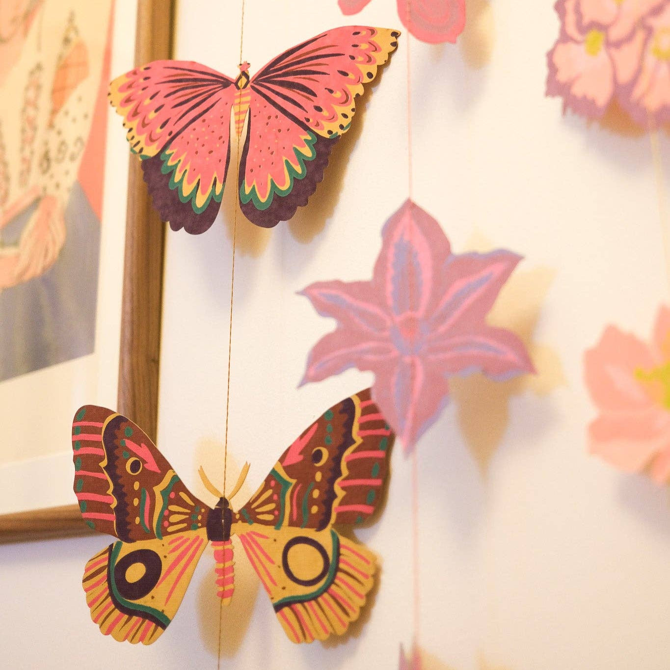 Butterfly Vertical Wall Hanging Garland ~ Recycled Cotton Paper