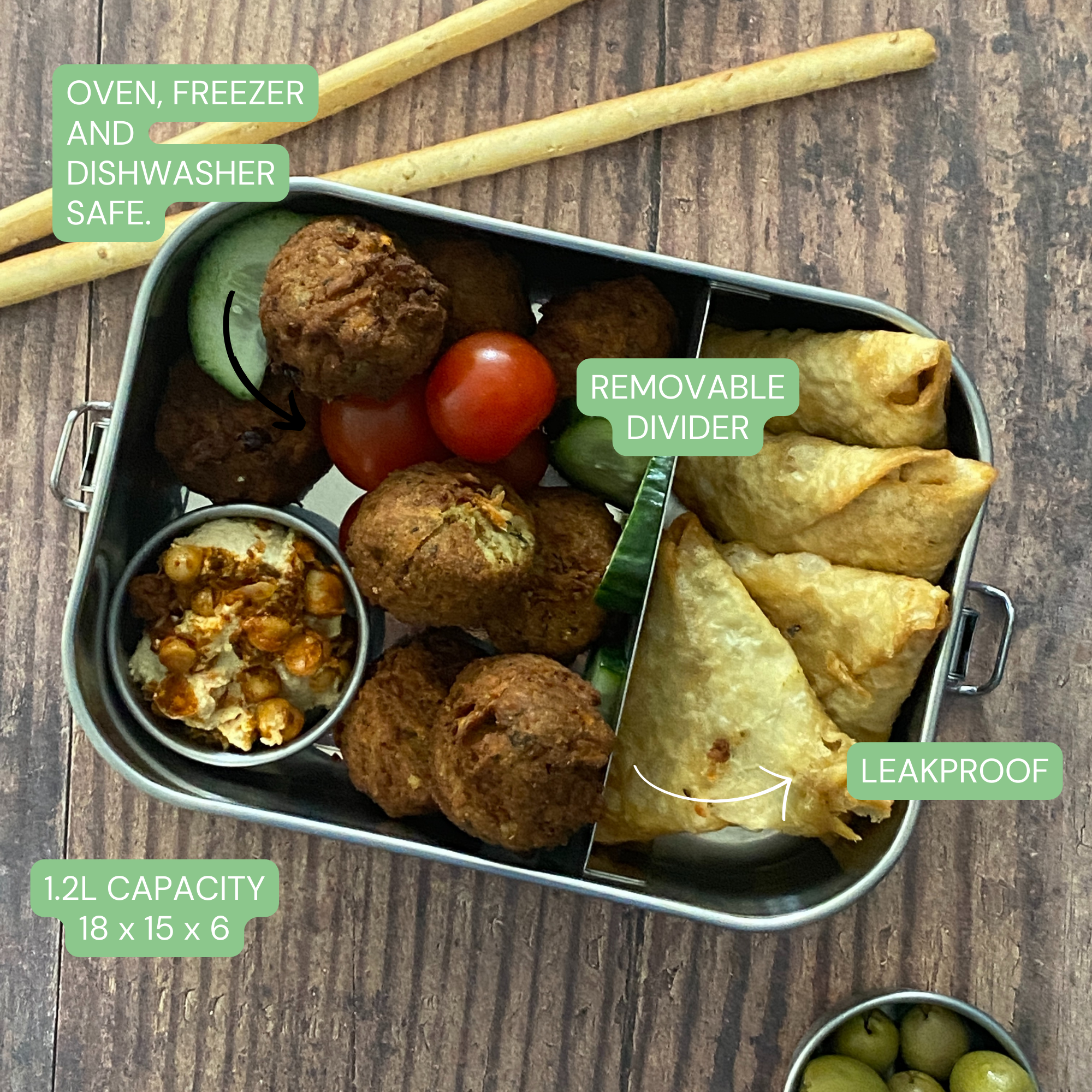 Stainless Steel Bento Lunch Box with Divider