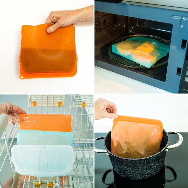 Reusable Silicone Multipack Food Bags - Set of 3 Freezer Bags