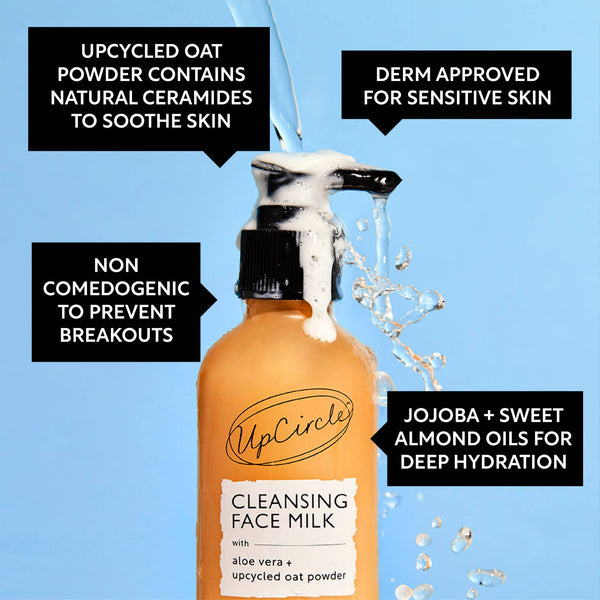 UpCircle Beauty UK - Eco Cleansing Face Milk with Aloe Vera + upcycled Oat Powder
