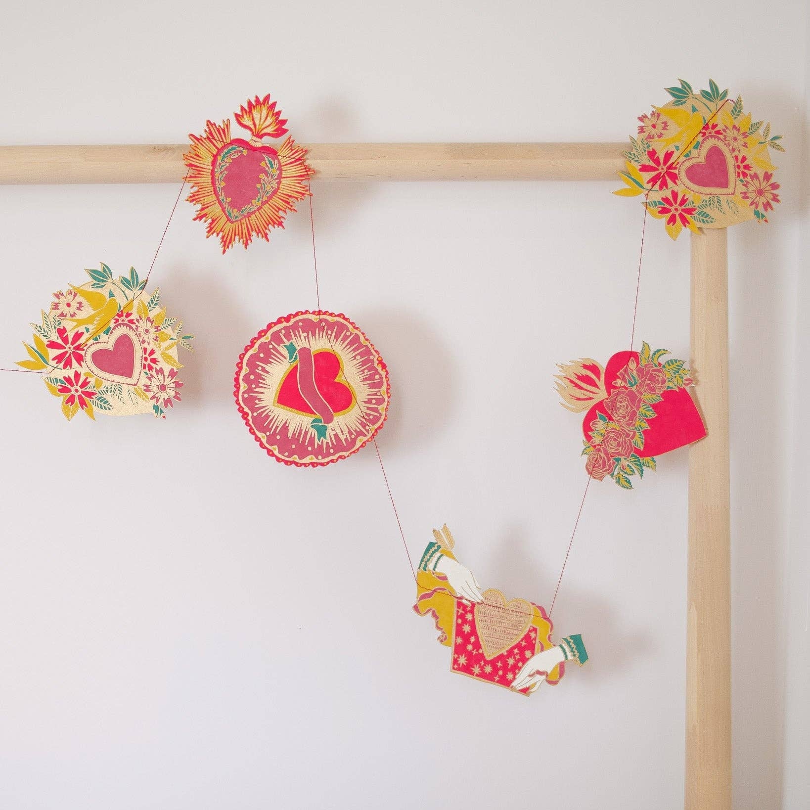 Mexican Folk Art-Inspired Heart Garland ~ Recycled Cotton Paper