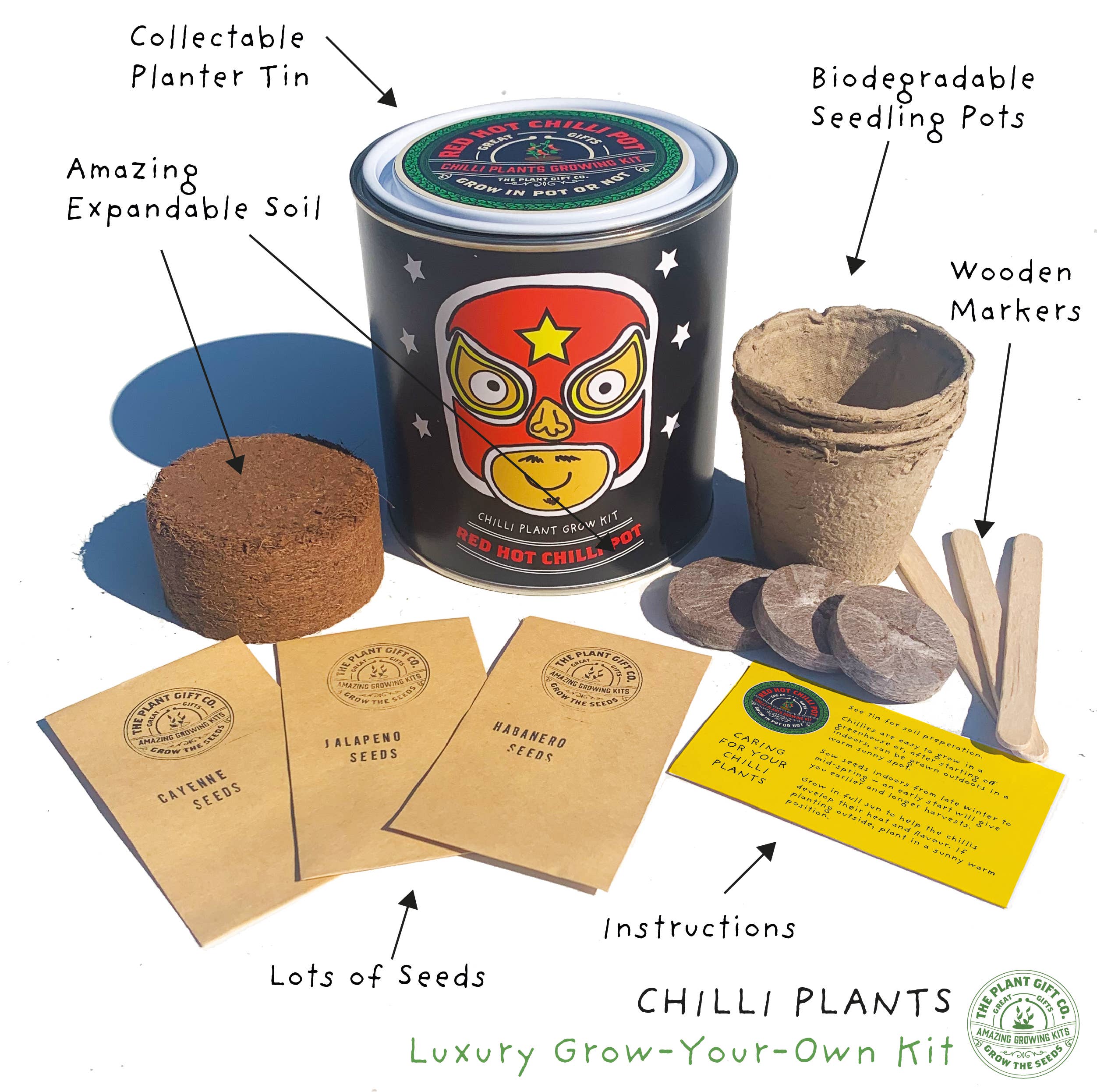 Red Hot Chilli Pot ~ Grow Your Own Plant Kit, Gardening Gift