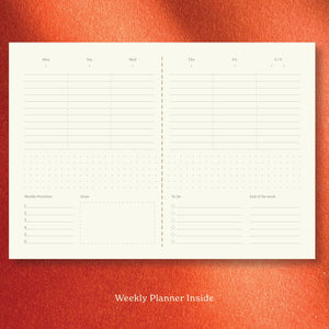 Undated Weekly Planner Notebook - Paprika