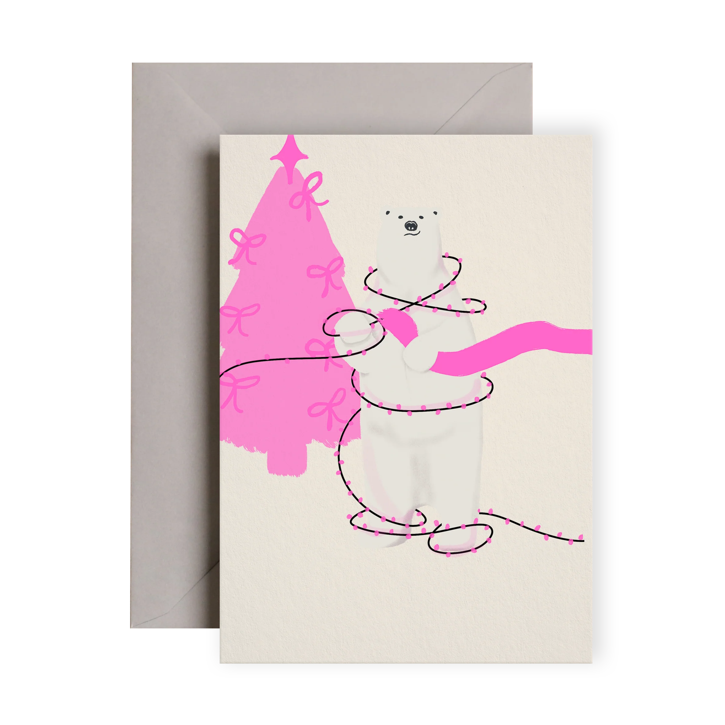 Christmas Lights Polar Bear Card ~ Christmas Card