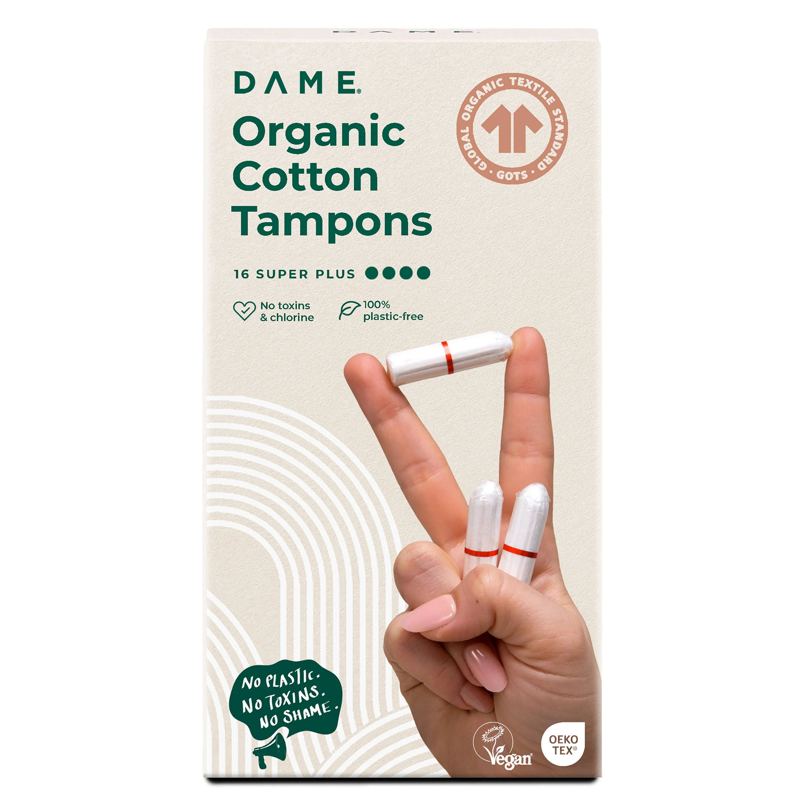 DAME - Organic Cotton Tampons (16-pack): Super