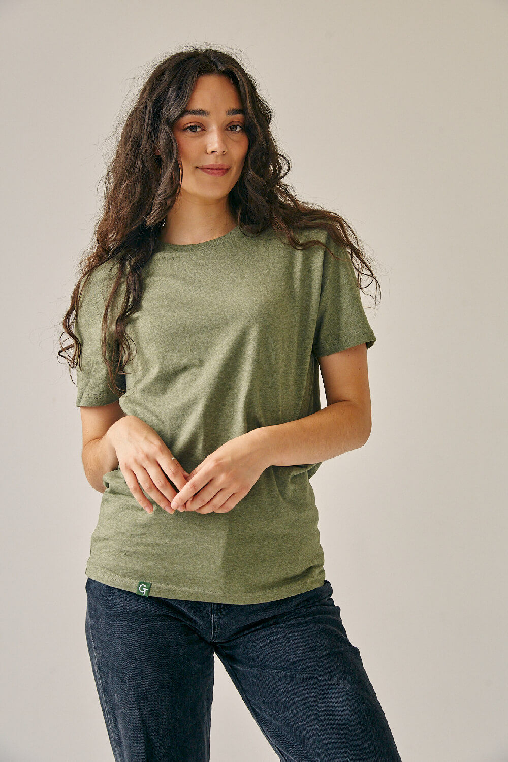 ORGANIC COTTON REGULAR FIT T-SHIRT - KHAKI GREEN HEATHER