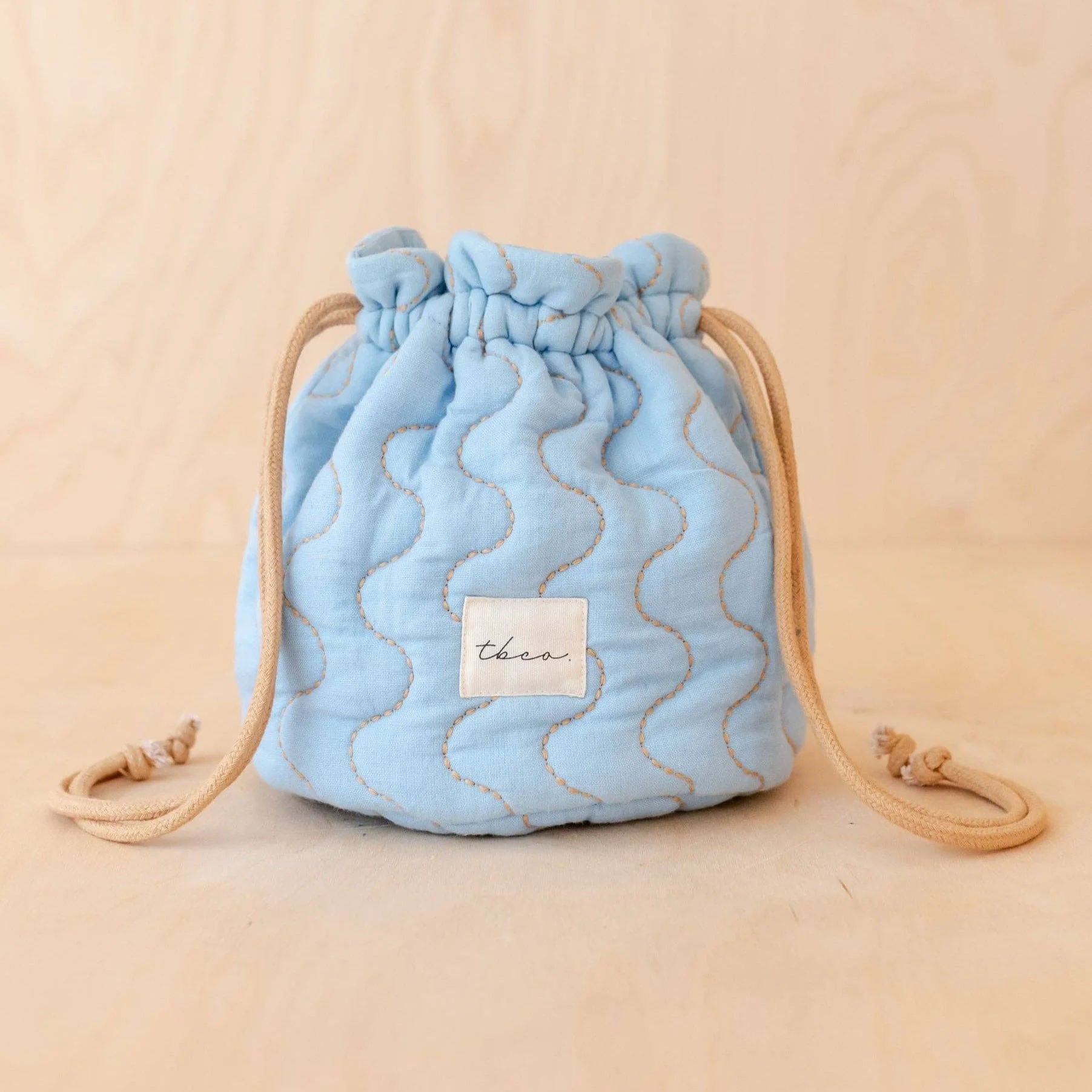 Cotton & Linen Wash Bag in Baby Blue