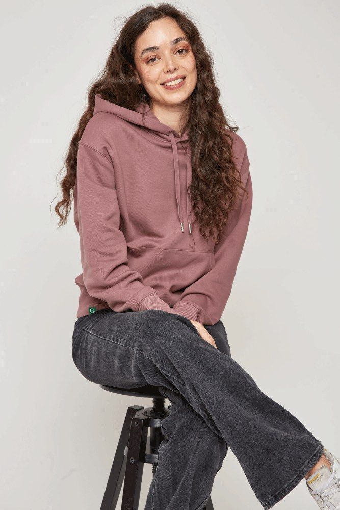 ORGANIC COTTON OVERSIZED HOODIE - ROSE BROWN