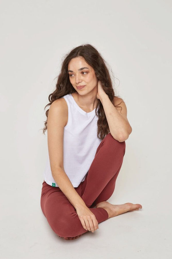 Organic Cotton Cropped Tank Top - White